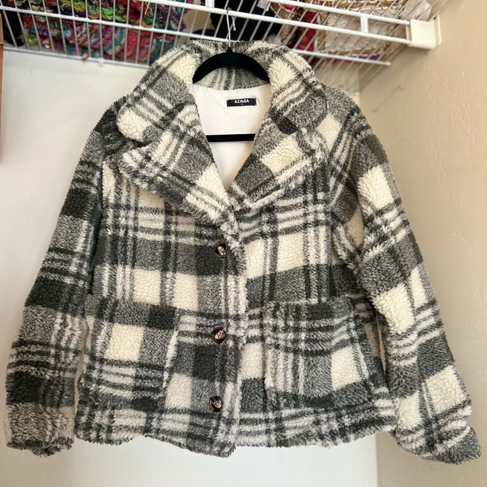 Plaid Sherpa Teddy Jacket